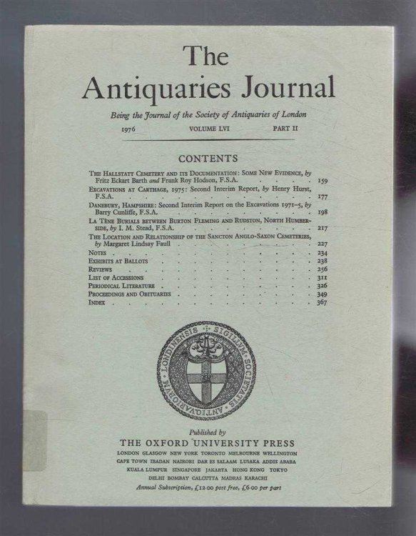 The Antiquaries Journal, Being the Journal of the Society of Antiquaries of London, Vol LVI, Part II, 1976