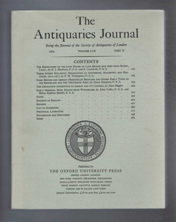 The Antiquaries Journal, Being the Journal of the Society of Antiquaries of London, Vol LIX, Part II, 1979