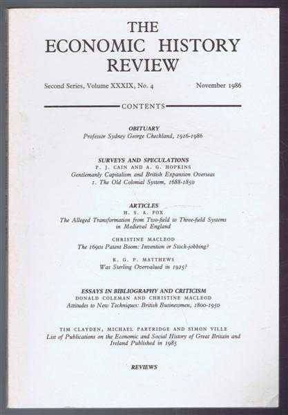 The Economic History Review, Second Series, Volume XXXIX No. 4, November 1986