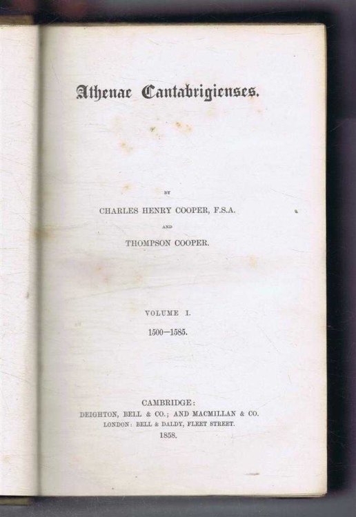 Image for Athenae Cantabrigiensis Volume I 1500-1585 Athenae Cantabrigiensis Volume I 1500-1585