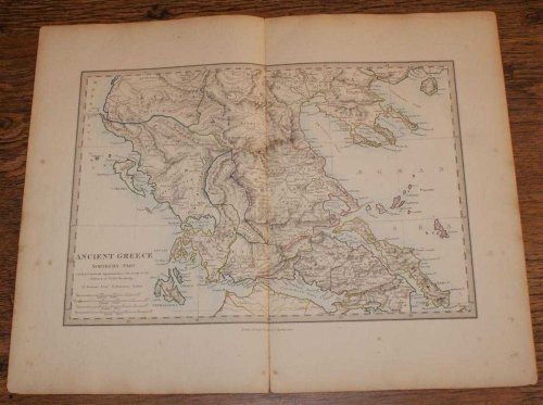 Map of Ancient Greece Northern Part - disbound sheet from 1857 