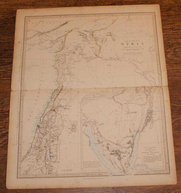 Map of Ancient Syria - disbound sheet from 1857 