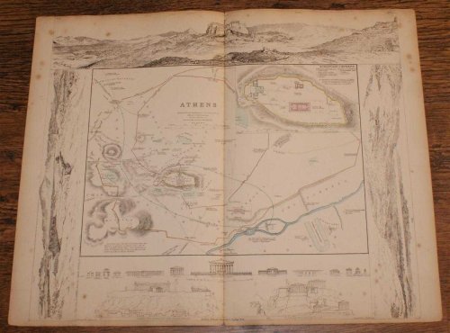 Plan of Ancient Athens - disbound sheet from 1857 