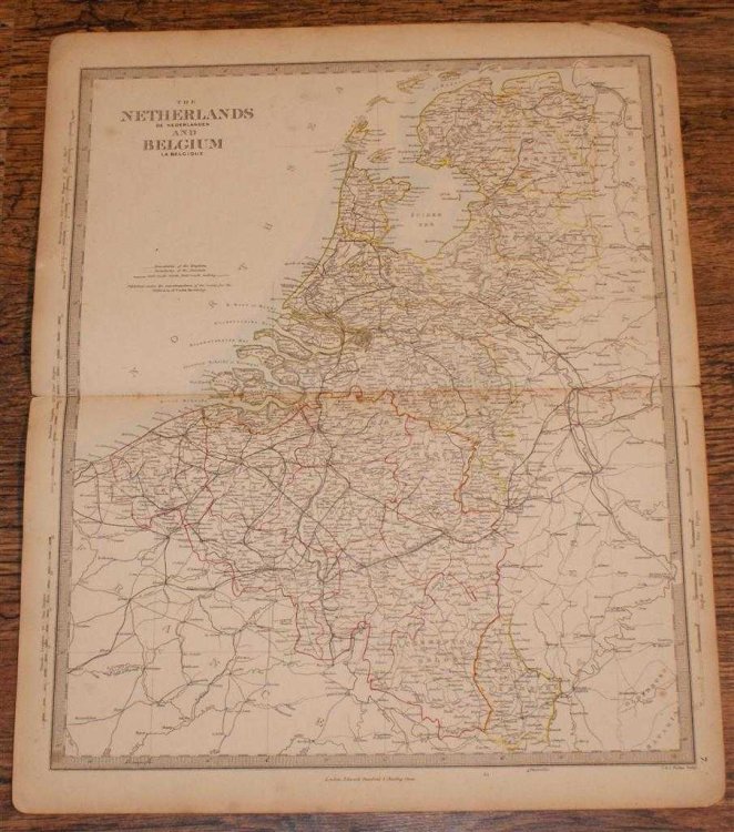 Map of the Netherlands and Belguim (De Nederlanden & La Belgique) - disbound sheet from 1857 