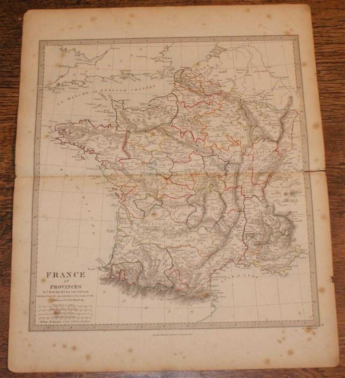 Map of France in Provinces - disbound sheet from 1857 