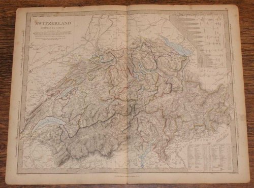 Map of Switzerland (Schweiz La Suisse) - disbound sheet from 1857 