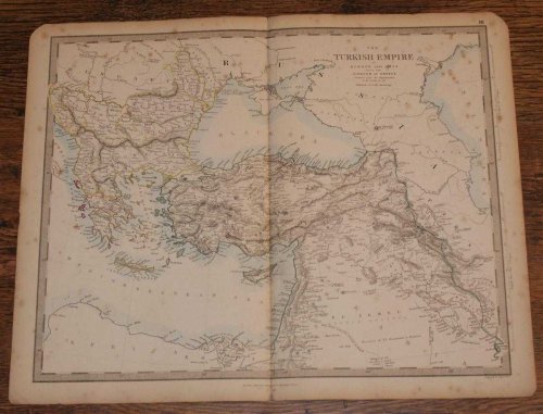 Map of the Turkish Empire with Greece - disbound sheet from 1857 