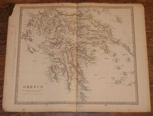 Map of the Greece - disbound sheet from 1857 