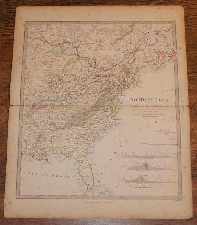 Map of North America (Parts of Canada and USA) - disbound sheet from 1857 