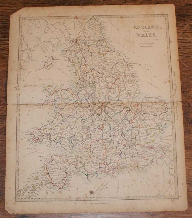 Map of England and Wales - disbound sheet from 1857 
