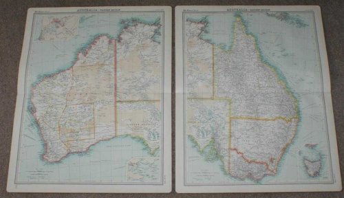 Map of Australia in 2 sheets from the 1920 Times Survey Atlas (Plates 105 and 106)