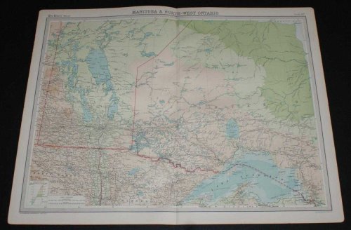 Map of Manitoba and North-West Ontario, Canada from the 1920 Times Survey Atlas (Plate 87)