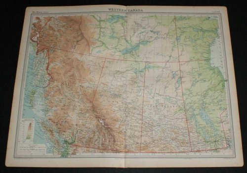 Map of Western Canada from the 1920 Times Survey Atlas (Plate 84) including British Columbia, Alberta, Saskatchewan, Manitoba and parts of Yukon, Mackenzie and Keewatin