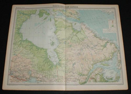 Map of North-Eastern Canada from the 1920 Times Survey Atlas (Plate 83) including Ontario, Quebec, Labrador, Hudson Bay and Gulf of St. Lawrence