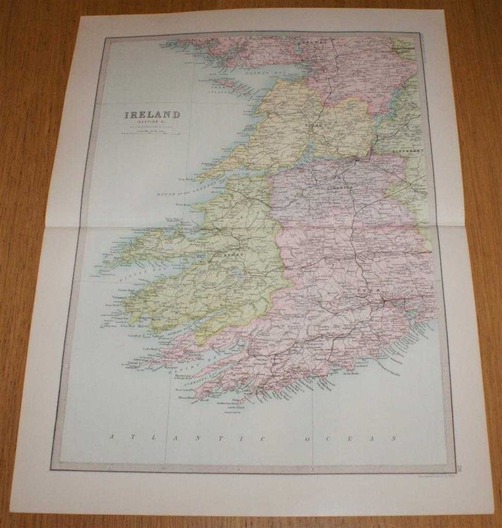 Map of Ireland (Section 3) covering the south western portion of Ireland - Sheet 26 Disbound from the 1890 'The Library Reference Atlas of the World'