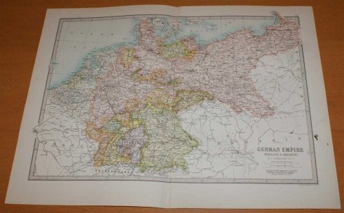 Map of 'German Empire, Holland & Belgium' - Sheet 32 disbound from the 1890 'The Library Reference Atlas of the World'