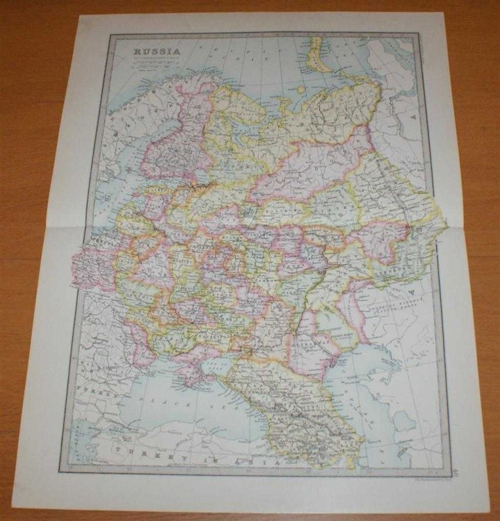 Map of 'Russia in Europe' - Sheet 40 disbound from the 1890 'The Library Reference Atlas of the World' including Finland, Lapland and Poland and modern day Ukraine, Belarus, Latvia, Lithuania, Estonia,Georgia and Azebaijan