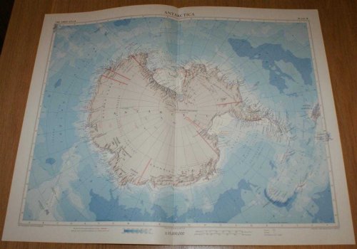 Map of Antarctica - Plate 8 disbound from 1958 Mid-Century Times Atlas of the World using Zenithal Equidistant Projection