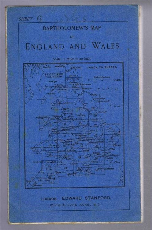 Bartholomew's Map of England and Wales, Sheet 6, Leeds and Harrogate, dissected & mounted on linen - Bartholomew's 