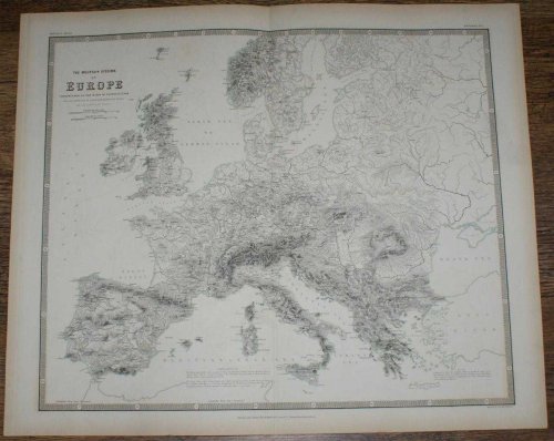 Map of the Mountain Systems of Europe, Constructed on the Basis of Contour Lines