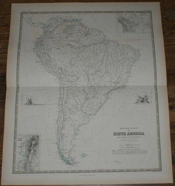 Map showing Mountain Chains of South America inc. Quito and Bolivia