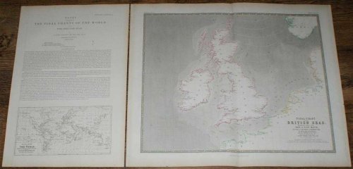 Tidal Chart of the British Seas. Showing the Progress of the Wave of High Water, the Hour of High Water in Greenwich Time at New and Full Moon; and the Depth of the Sea