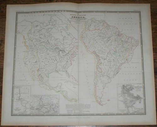 Map of the River Systems of America with additional inset maps of the Niagara, Mississippi, Orinoca, Casiquiare and Negro Rivers