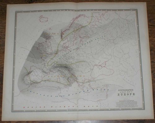Hyetographic or Rain Map of Europe from the Drawings of Professor Berghaus