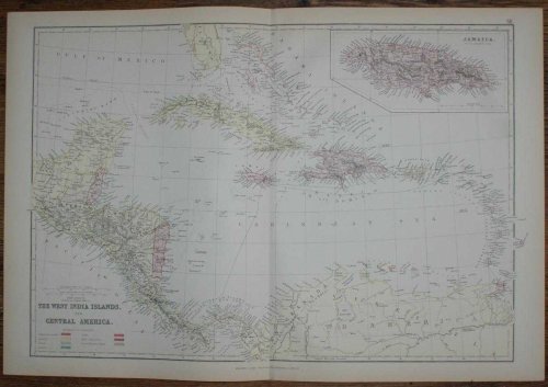 1884 Blackie's Map of The West India Islands and Central America