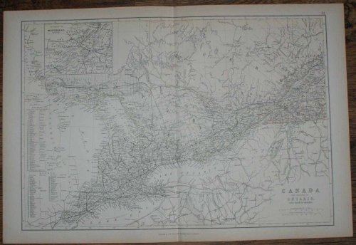 1884 Blackie's Map of Canada - The Province of Ontario and part of Quebec