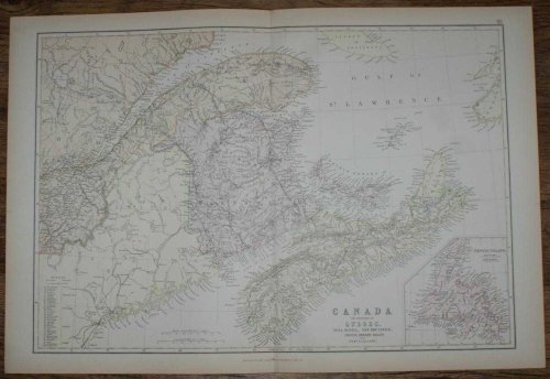 1884 Blackie's Map of Canada - The Provinces of Quebec, Nova Scotia, New Brunswick, Prince Edward Island and Newfoundland