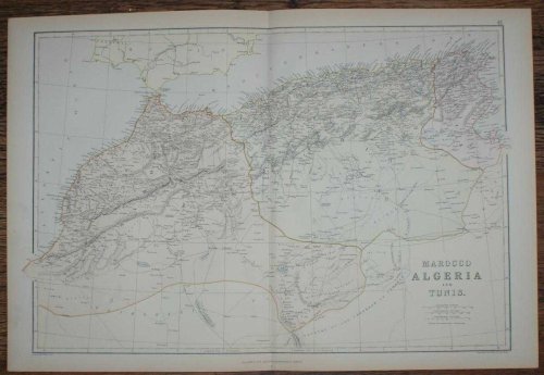 1884 Blackie's Map of Marocco, Algeria and Tunis
