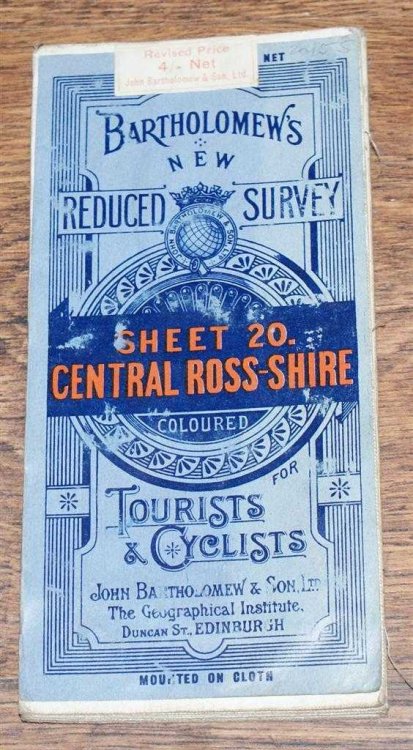 Central Ross-shire (Ross and Cromarty) - Bartholomew's New Reduced Survey of Scotland, Sheet 20, Half-Inch to Mile, Coloured for Tourists and Cyclists 1921
