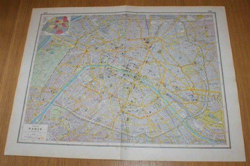 Street Plan of Paris from Harmsworth's 1922 Atlas of the World