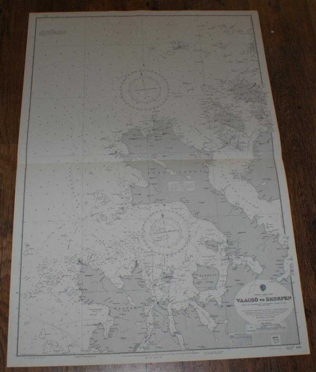 Nautical Chart No. 1145. Norway - West Coast: Vaagso to Skorpen. From The Norwegian Government Charts of 1875 with corrections 1966. Small corrections to 1974. Scale 1:51,000.