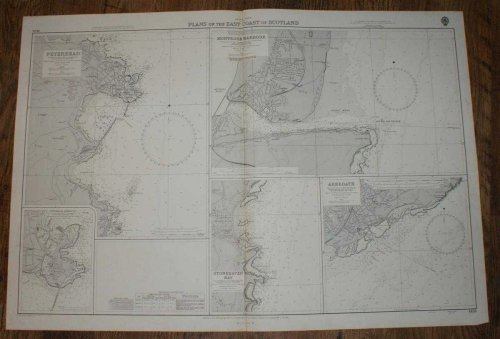 Nautical Chart No. 1438, British Isles, Plans on the East Coast of Scotland: Peterhead, Peterhead Harbours, Montrose, Arbroath, Stonehaven Bay. Various Scales