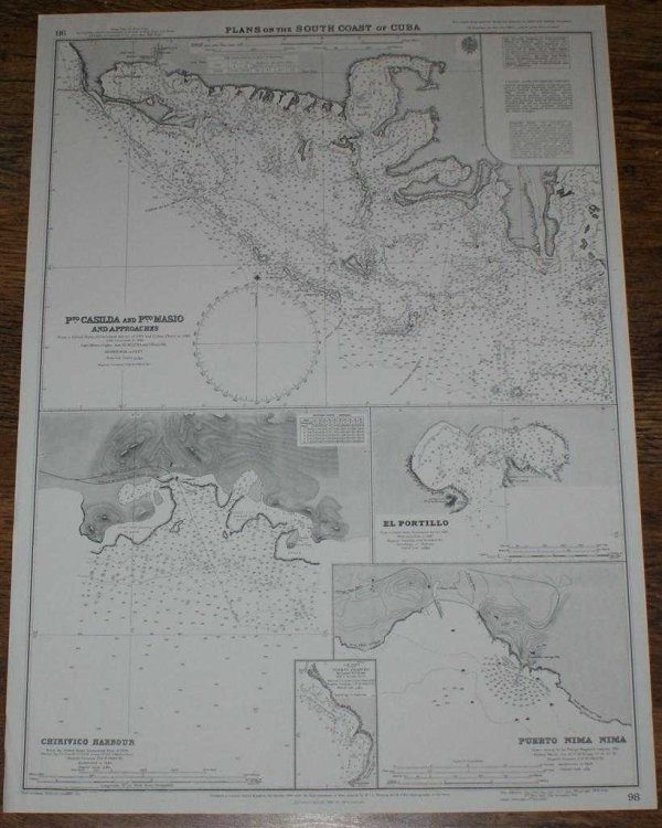 Nautical Chart No. 98 Plans on the South Coast of Cuba including Puerto Casilda