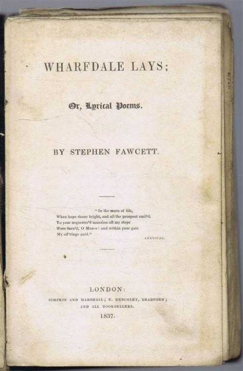Wharfdale Lays or Lyrical Poems