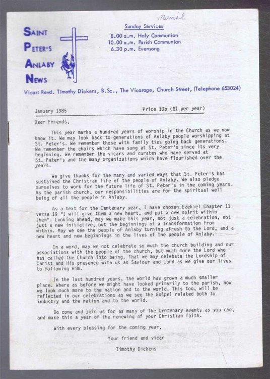 Saint Peter's Anlaby News & York Diocesan Leaflet - January 1985