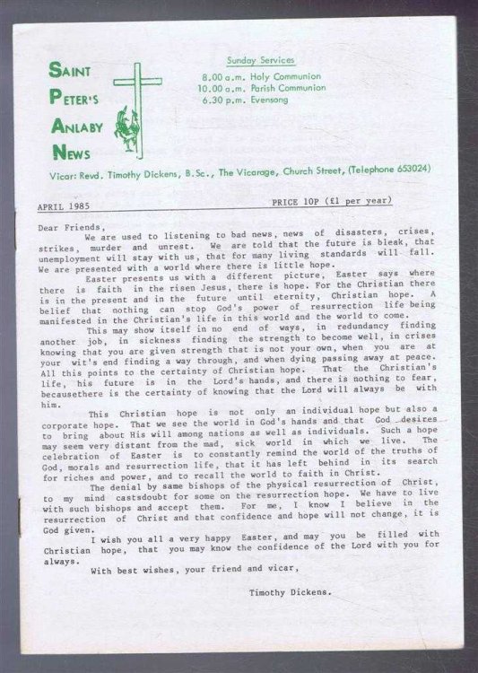 Saint Peter's Anlaby News & York Diocesan Leaflet - April 1985