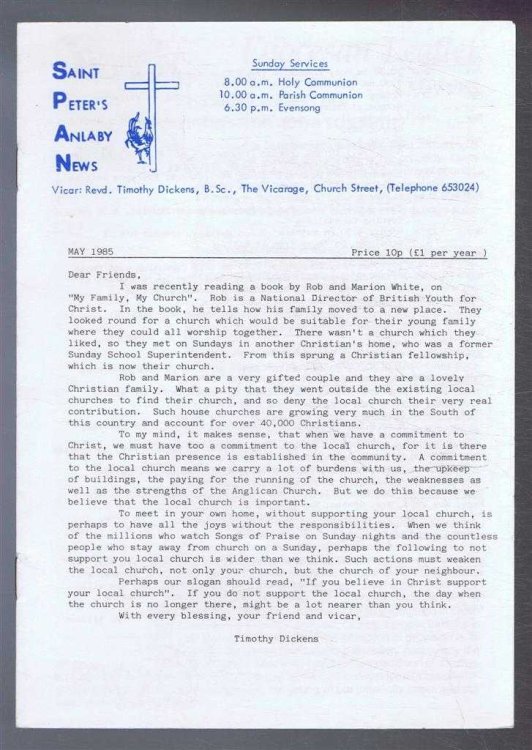 Saint Peter's Anlaby News & York Diocesan Leaflet - May 1985