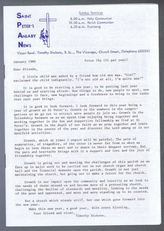 Saint Peter's Anlaby News & York Diocesan Leaflet - January 1986