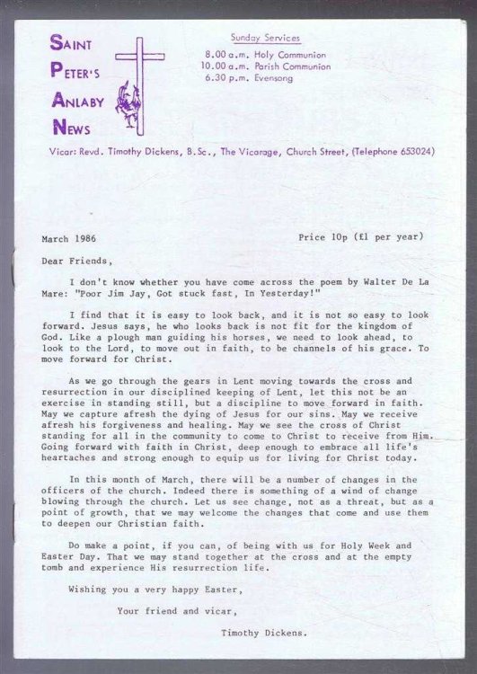 Saint Peter's Anlaby News & York Diocesan Leaflet - March 1986