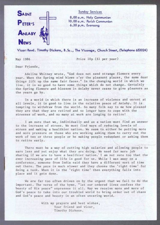 Saint Peter's Anlaby News & York Diocesan Leaflet - May 1986