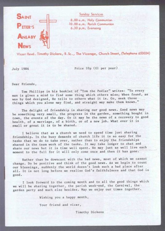 Saint Peter's Anlaby News & York Diocesan Leaflet - July 1986