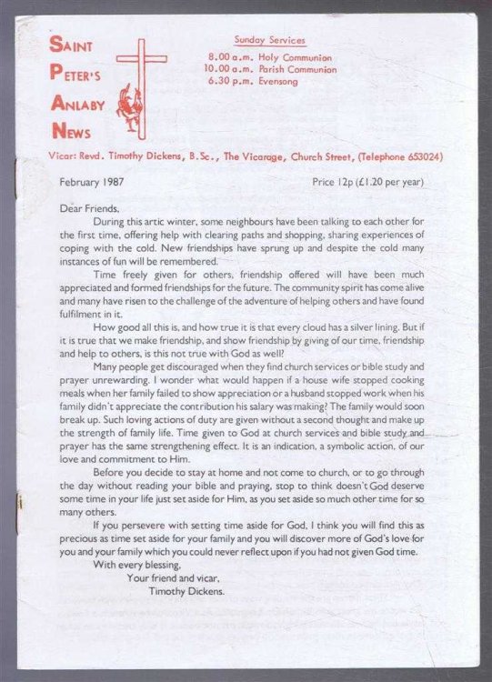 Saint Peter's Anlaby News & York Diocesan Leaflet - February 1987