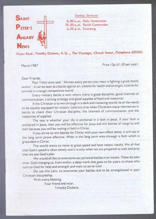 Saint Peter's Anlaby News & York Diocesan Leaflet - March 1987