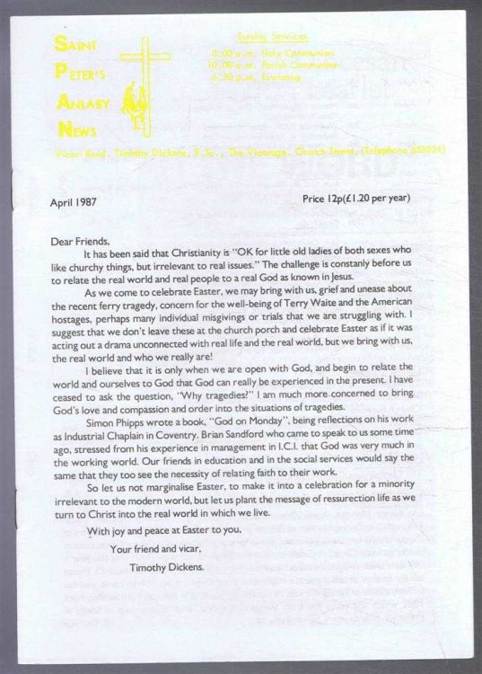 Saint Peter's Anlaby News & York Diocesan Leaflet - April 1987