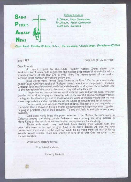 Saint Peter's Anlaby News & York Diocesan Leaflet - June 1987