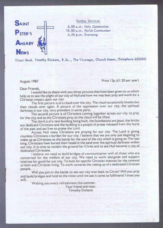 Saint Peter's Anlaby News & York Diocesan Leaflet - August 1987